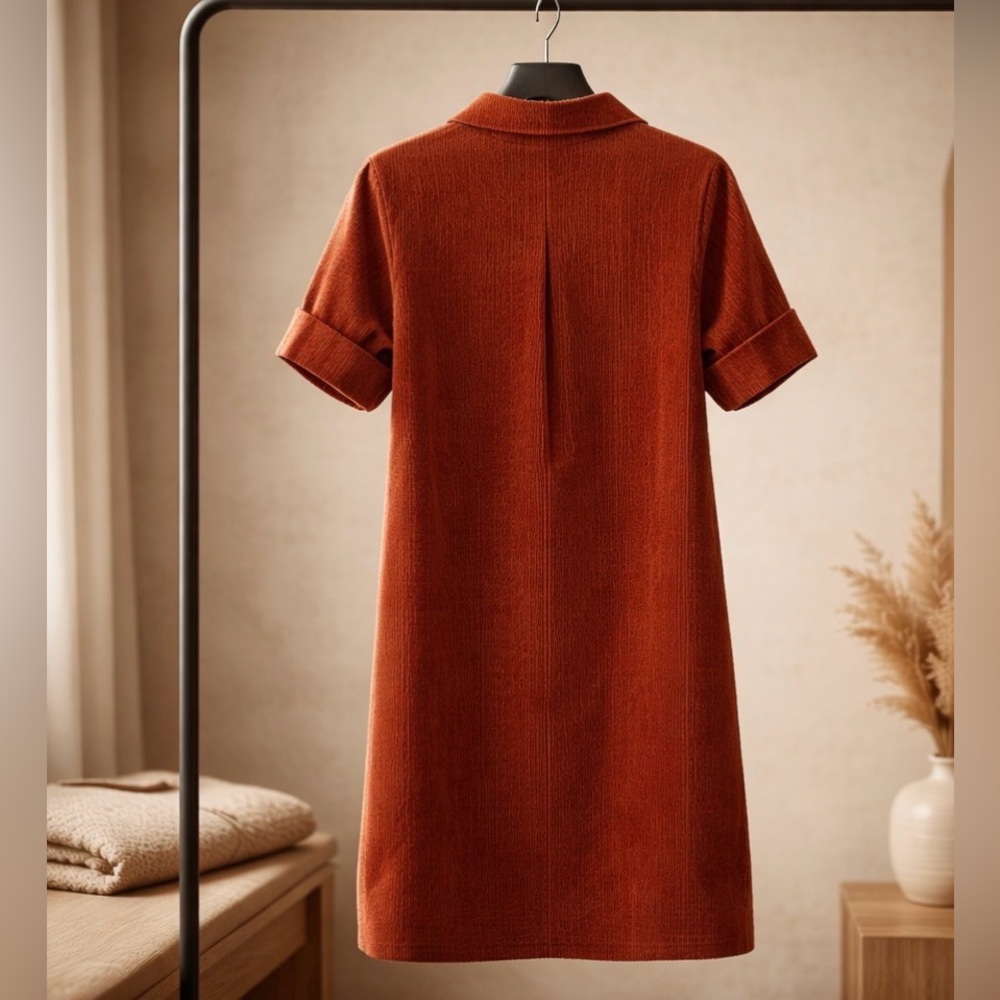 Sharagano Orange Button-Front Midi Dress - Picture 4 of 5